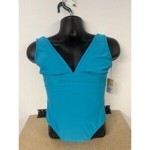 NEW Kona Sol Medium Coverage Wide Shoulder V Neck One Piece Swimsuit M (8-10)